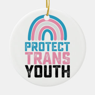 LGBT Pride Protect Trans Transgender Youth Kids Ceramic Ornament