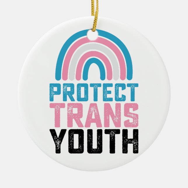 LGBT Pride Protect Trans Transgender Youth Kids Ceramic Ornament (Front)