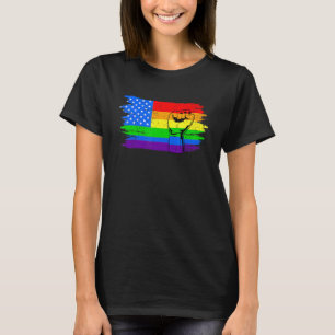 Lgbt Pride Proud America Flag Support Equality 4th T-Shirt