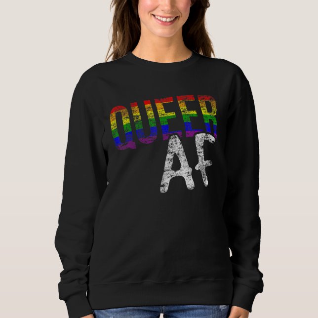 Lgbt Pride Queer Af Gay Lesbian Support Equal Rain Sweatshirt (Front)