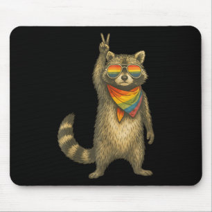 Lgbt Pride Racoon With Peaceful Vibes Mouse Pad