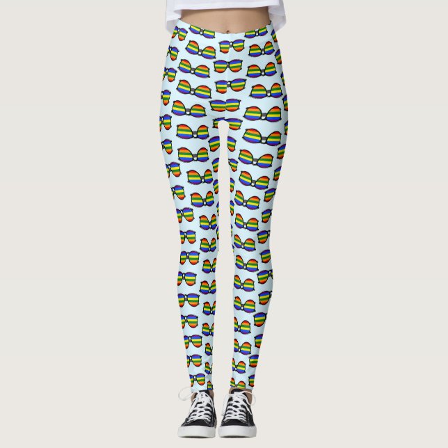 LGBT Pride Rainbow Colour Glasses Fun Pattern Leggings (Front)