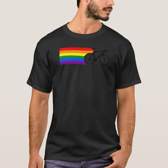 Lgbt Pride Rainbow Cyclist Bicycle Biking Biker Lg T-Shirt (Front)
