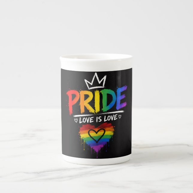 LGBT Pride Rainbow Design Bone China Mug (Front)