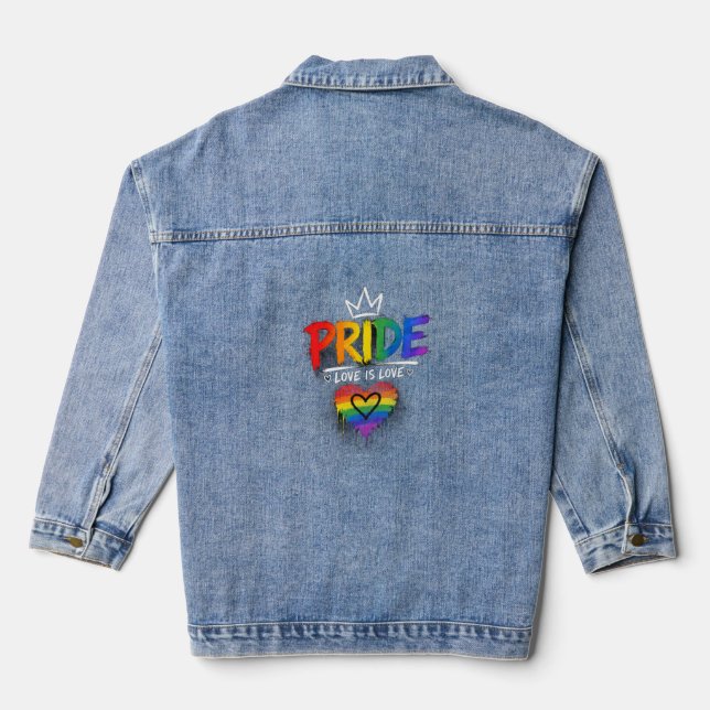 LGBT Pride Rainbow Design Denim Jacket (Back)