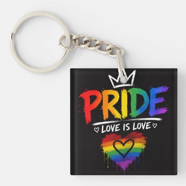 LGBT Pride Rainbow Design Key Ring (Front)