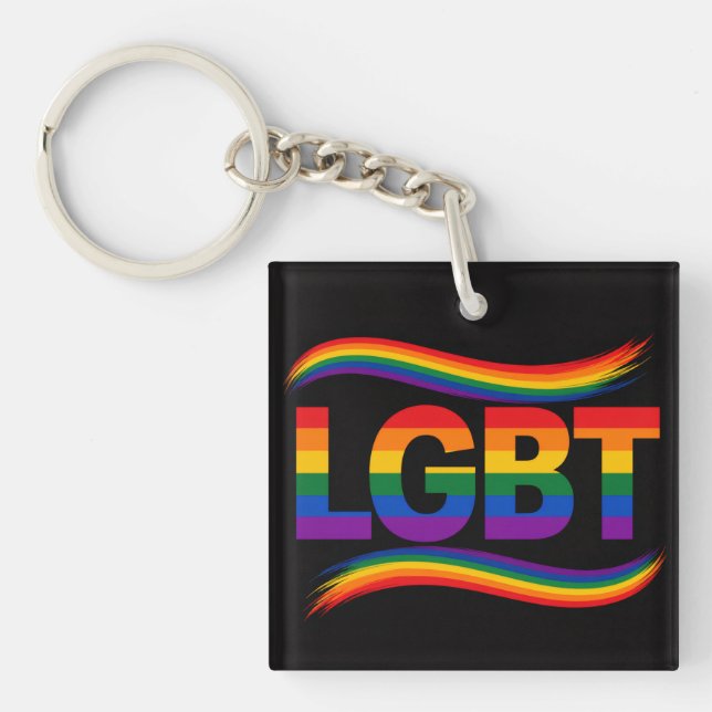 LGBT Pride Rainbow Design Key Ring (Front)
