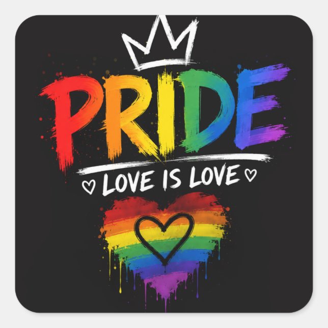 LGBT Pride Rainbow Design Square Sticker (Front)
