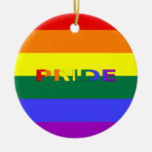 LGBT Pride Rainbow Flag Ceramic Ornament