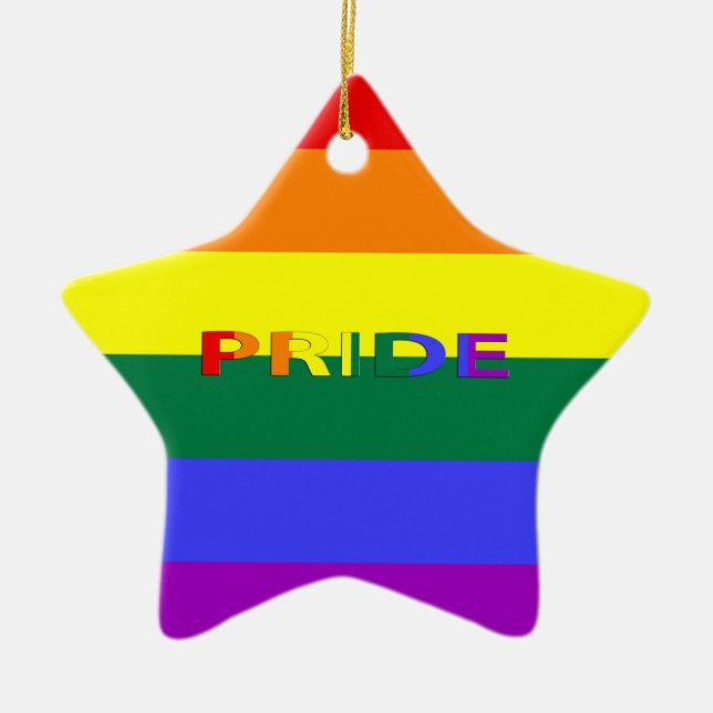 LGBT Pride Rainbow Flag Ceramic Tree Decoration (Front)
