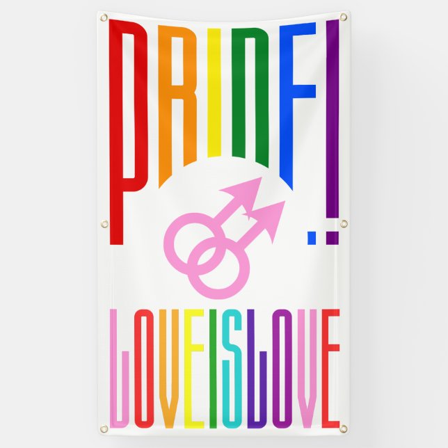 LGBT Pride Rainbow Flag Colours Gay Wedding Sign (Vertical)