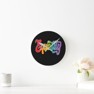 LGBT Pride Rainbow Flag Equality Round Clock