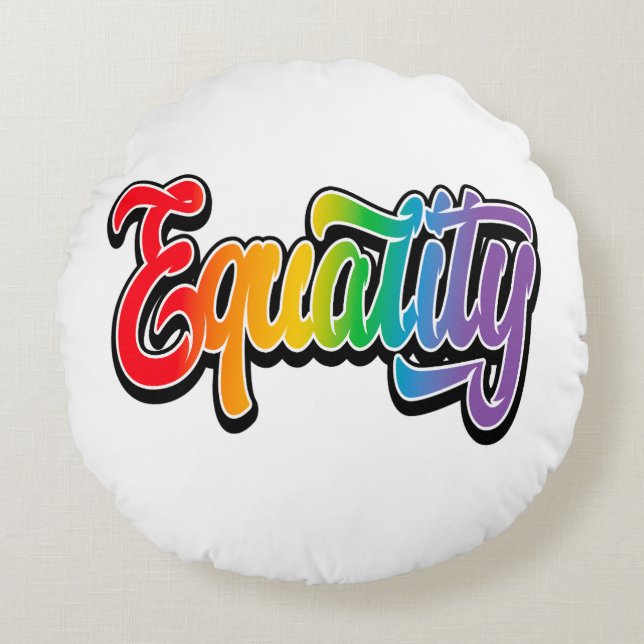 LGBT Pride Rainbow Flag Equality Round Cushion (Front)