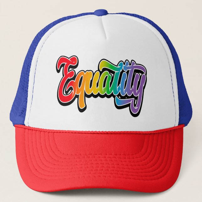 LGBT Pride Rainbow Flag Equality Trucker Hat (Front)