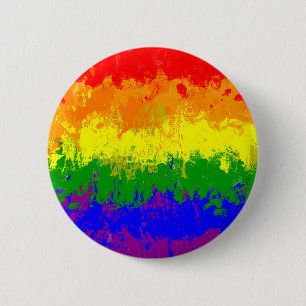 LGBT Pride Rainbow Flag Paint Splatter Button
