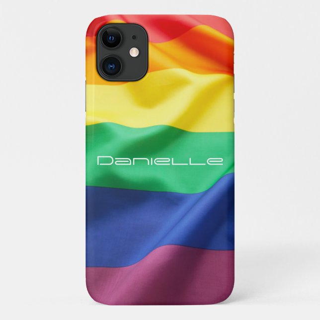 LGBT Pride Rainbow Flag Personalised Name Case-Mate iPhone Case (Back)