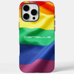 LGBT Pride Rainbow Flag Personalised Name iPhone 16 Pro Max Case