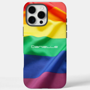 LGBT Pride Rainbow Flag Personalised Name iPhone 16 Pro Max Case