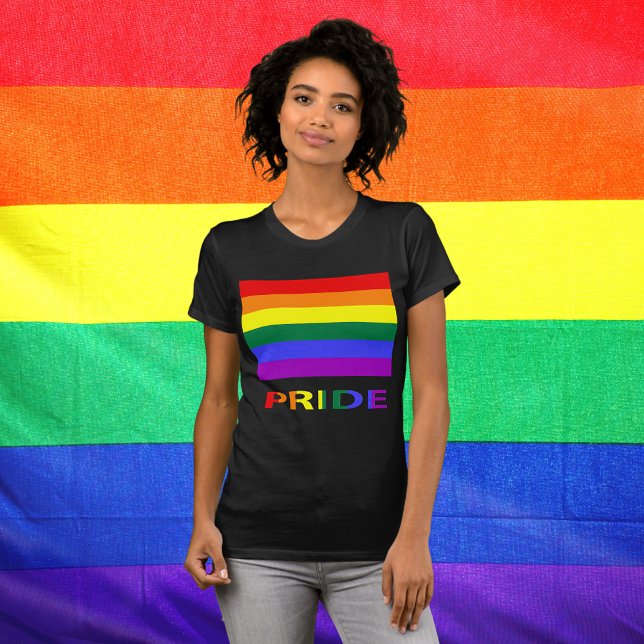 LGBT Pride Rainbow Flag & Text Women's T-Shirt (LGBT Pride Rainbow Flag T-Shirt)
