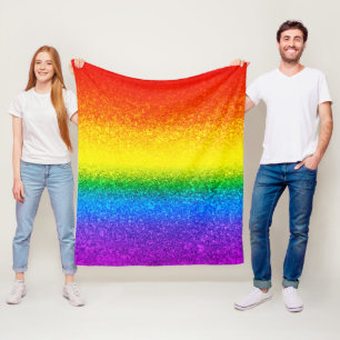 LGBT Pride Rainbow Glitter Stripes Sparkles Fleece Blanket