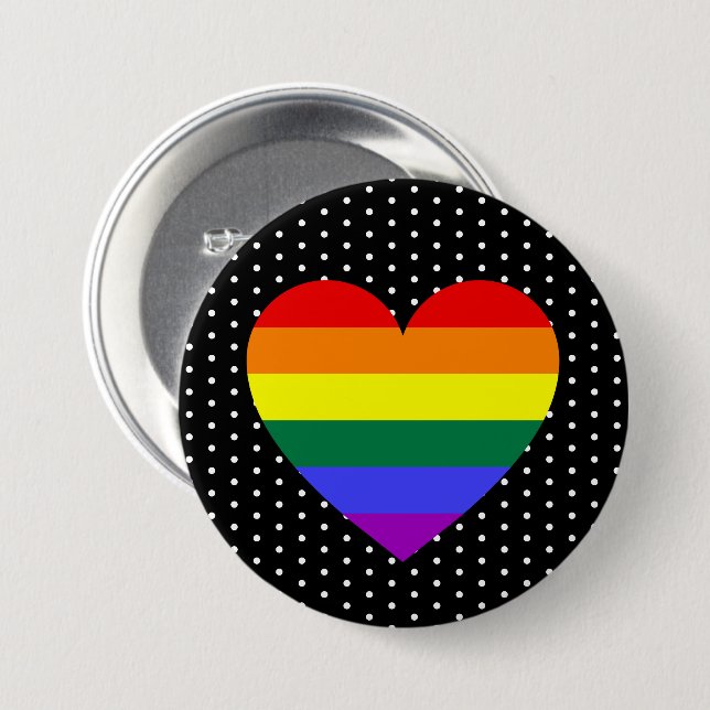 LGBT Pride Rainbow Heart 7.5 Cm Round Badge (Front & Back)