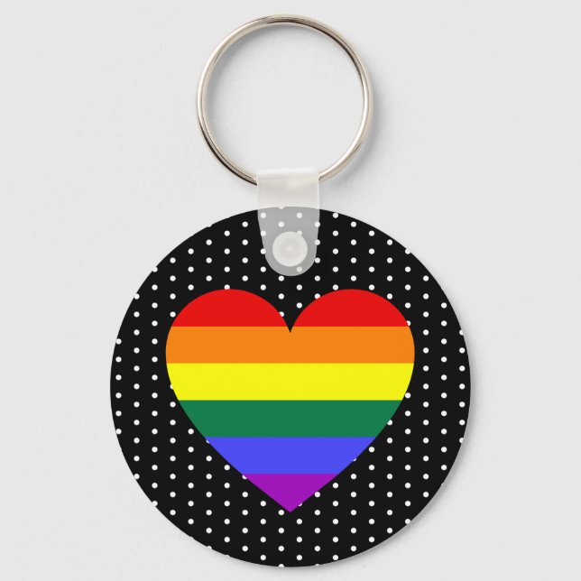 LGBT Pride Rainbow Heart Key Ring (Front)