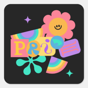 LGBT+pride. Rainbow love. Sunflower love.      Square Sticker