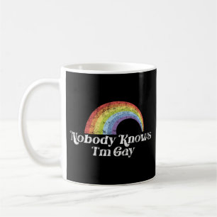 LGBT Pride Rainbow Nobody Knows I'm Gay Retro Coffee Mug