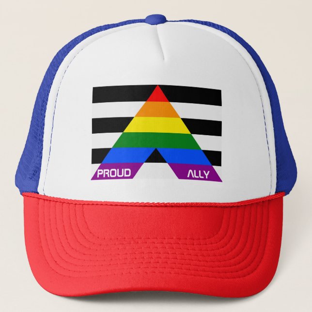 LGBT Pride Rainbow Proud Ally Trucker Hat (Front)