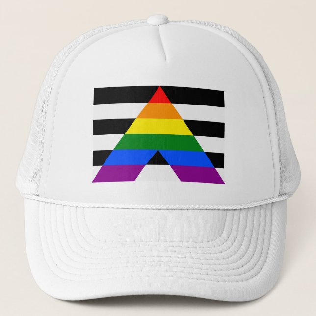 LGBT Pride Rainbow Proud Ally Trucker Hat (Front)
