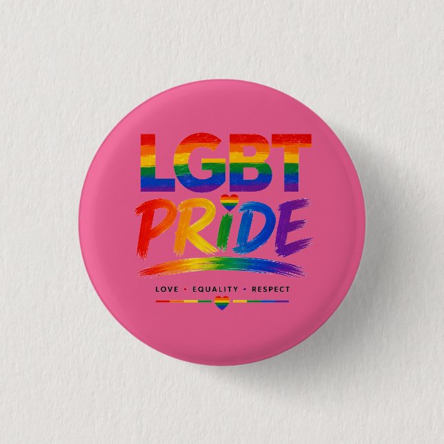 LGBT Pride Rainbow Typography 3 Cm Round Badge (Front)