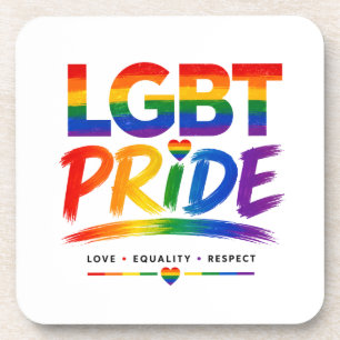 LGBT Pride Rainbow Typography Coaster