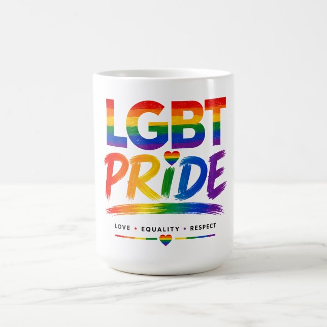 LGBT Pride Rainbow Typography Coffee Mug (Center)
