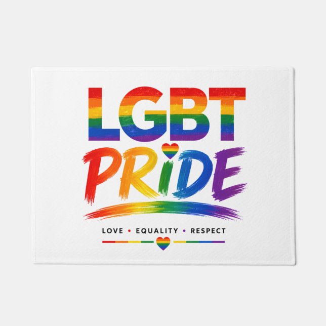 LGBT Pride Rainbow Typography Doormat (Front)