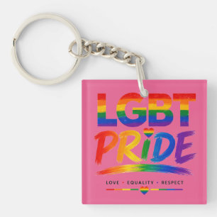 LGBT Pride Rainbow Typography Key Ring