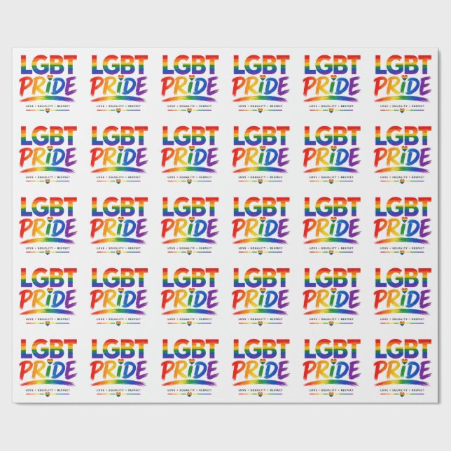 LGBT Pride Rainbow Typography Wrapping Paper (Flat)