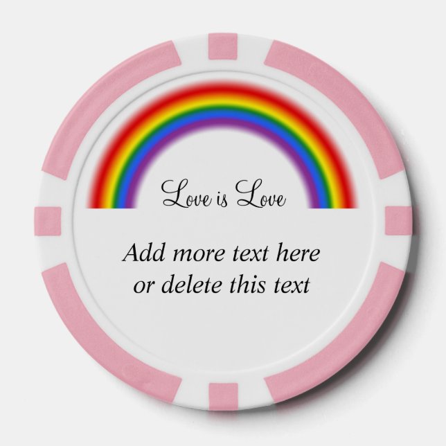 LGBT Pride Rainbow with custom text Love is Love Poker Chips (Front)