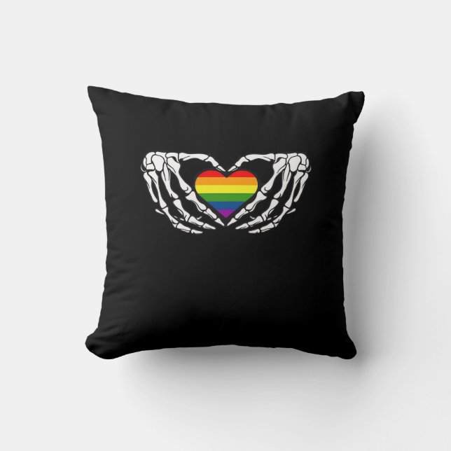Lgbt Pride Skeleton Halloween Goth Heart Classic Cushion (Front)