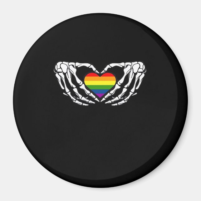 Lgbt Pride Skeleton Halloween Goth Heart Classic Magnet (Front)