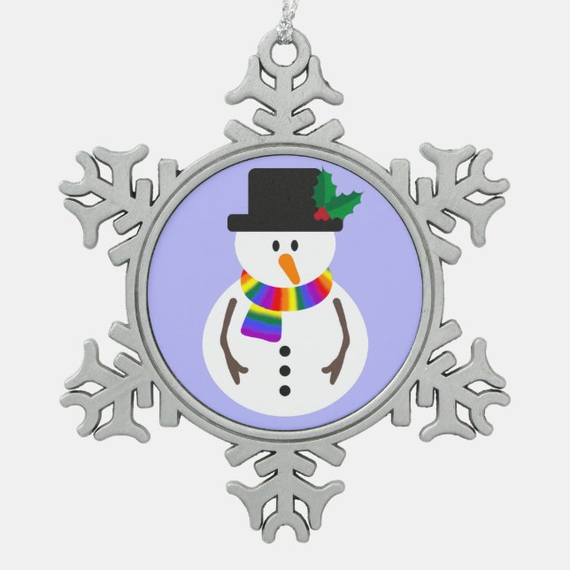 LGBT+ Pride Snowman Snowflake Ornament (Front)