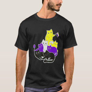 Lgbt Pride Social Movement Non Binary Cat Flag T-Shirt