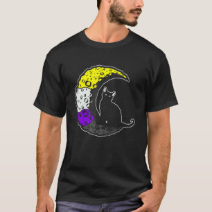 Lgbt Pride Social Movement Non Binary Cat Moon T-Shirt