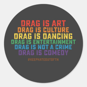 LGBT Pride Support Drag Is Art Not A Crime Classic Round Sticker