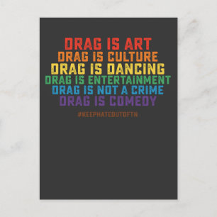 LGBT Pride Support Drag Is Art Not A Crime Invitation Postcard
