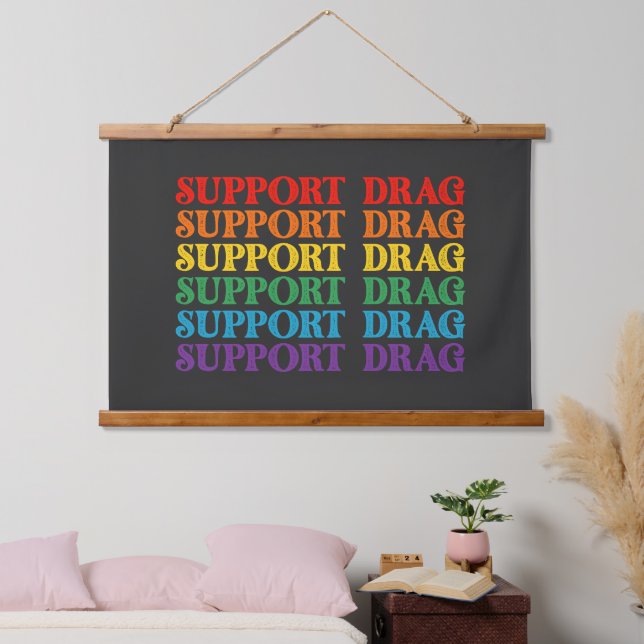 LGBT Pride Support Drag Is Not A Crime Hanging Tapestry (Bedroom)