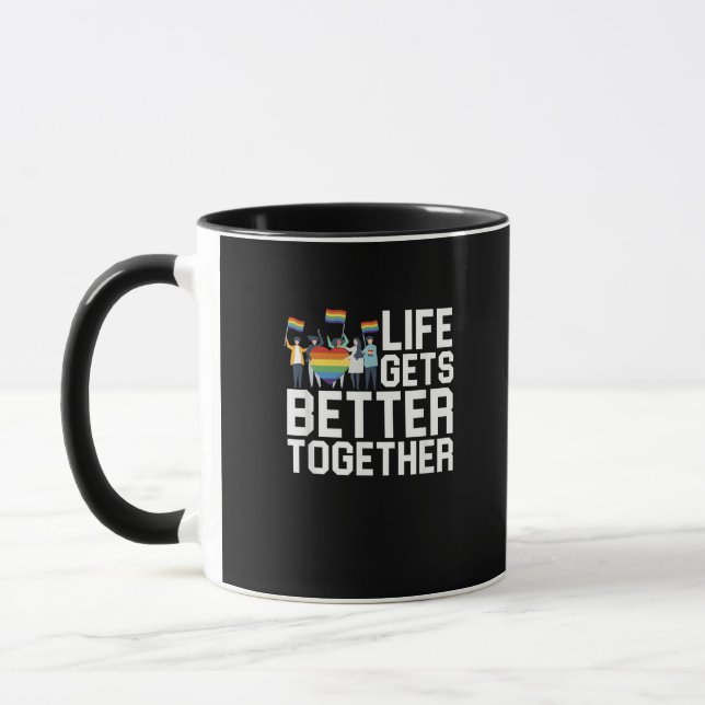 LGBT Pride Support Life Gets Better Together Inclu Mug (Left)