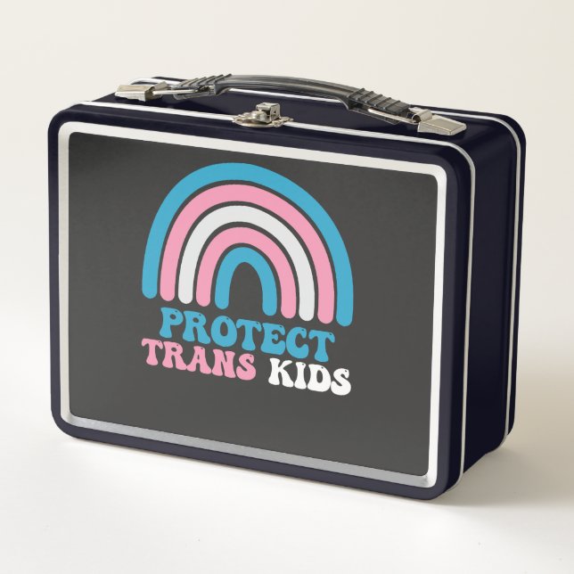LGBT Pride Support Protect Trans Kids Metal Lunch Box (Front)
