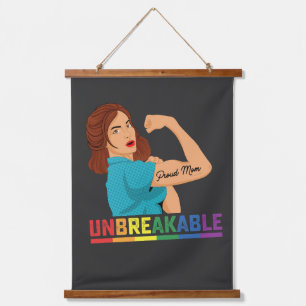LGBT Pride Unbreakable Proud Mum Gay Lesbian Trans Hanging Tapestry