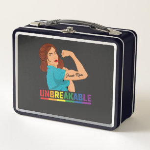 LGBT Pride Unbreakable Proud Mum Gay Lesbian Trans Metal Lunch Box