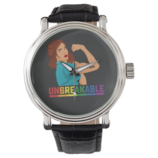 LGBT Pride Unbreakable Proud Mum Gay Lesbian Trans Watch (Front)